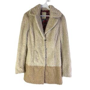 Vintage Y2K Anthropologie Color Block Shag Teddy Coat